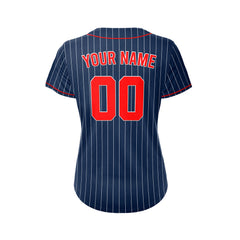 Women Custom Sublimation Navy Pinstripe Baseball Jersey