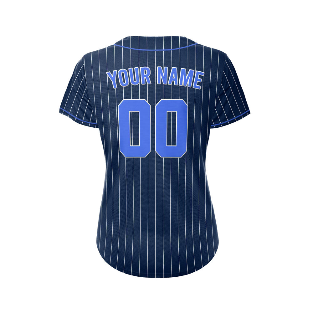 Women Custom Sublimation Navy Pinstripe Baseball Jersey