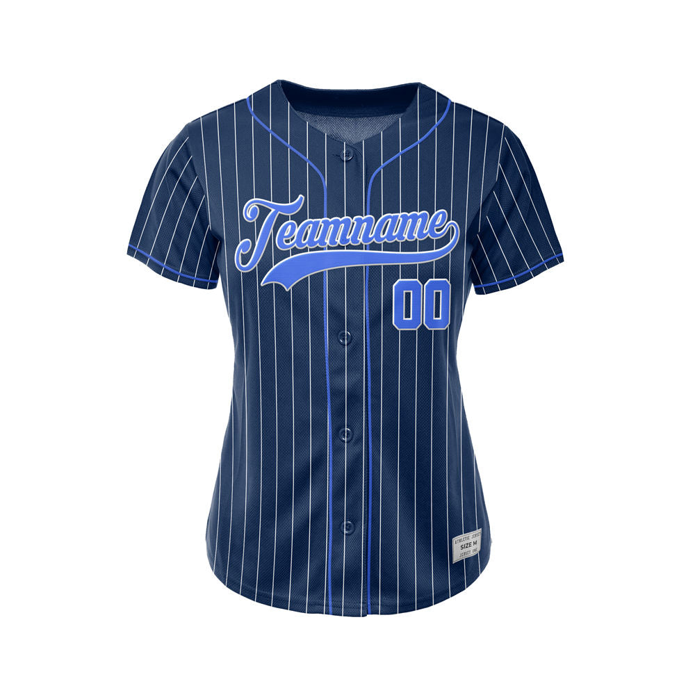 Women Custom Sublimation Navy Pinstripe Baseball Jersey
