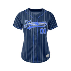 Women Custom Sublimation Navy Pinstripe Baseball Jersey