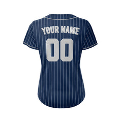 Women Custom Sublimation Navy Pinstripe Baseball Jersey