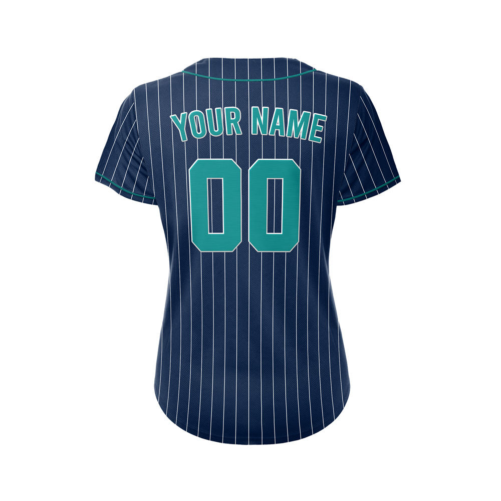 Women Custom Sublimation Navy Pinstripe Baseball Jersey