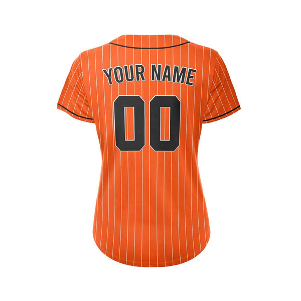 Women Custom Pinstripe Baseball Jersey Orange Black Sublimation Jersey One