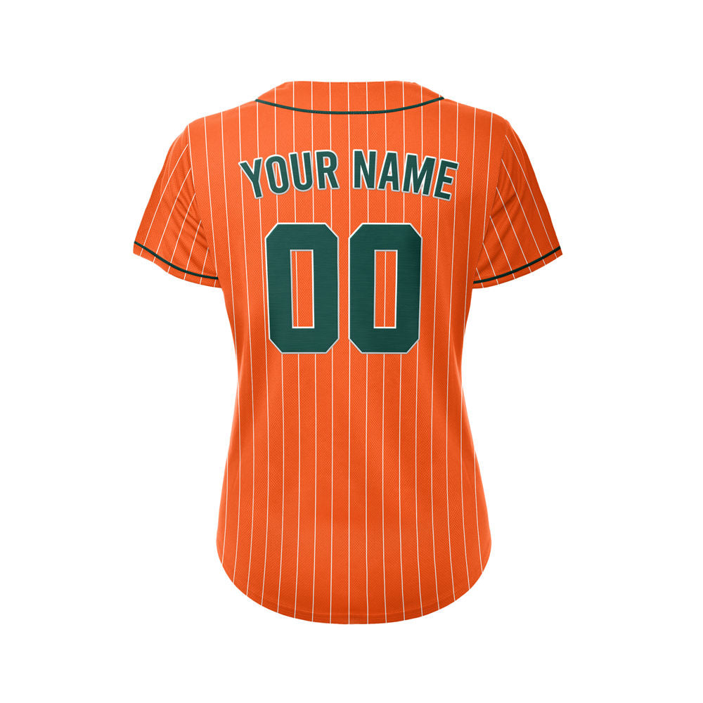 Women Sublimation Custom Orange Pinstripe Baseball Jersey