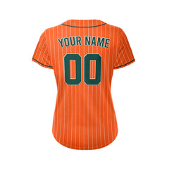 Women Sublimation Custom Orange Pinstripe Baseball Jersey