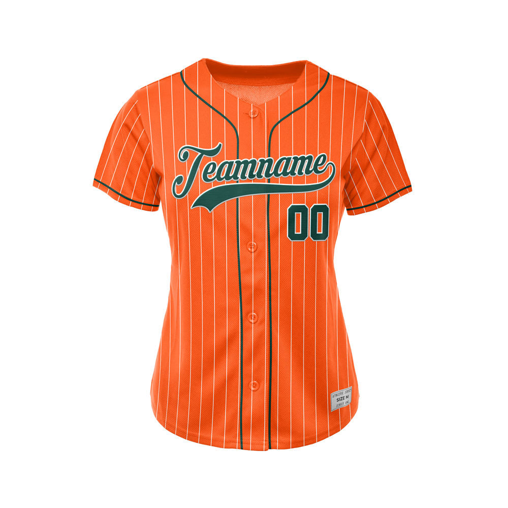 Women Sublimation Custom Orange Pinstripe Baseball Jersey