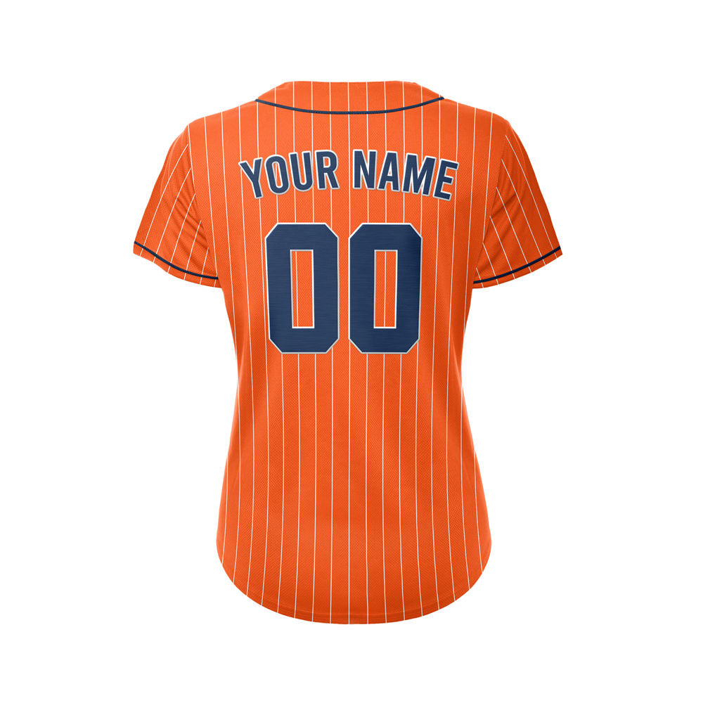 Women Sublimation Custom Orange Pinstripe Baseball Jersey