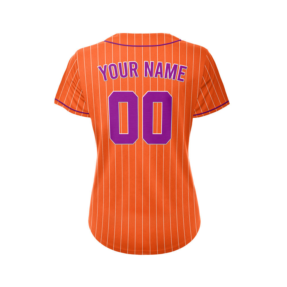 Women Sublimation Custom Orange Pinstripe Baseball Jersey