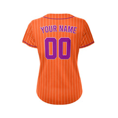 Women Sublimation Custom Orange Pinstripe Baseball Jersey