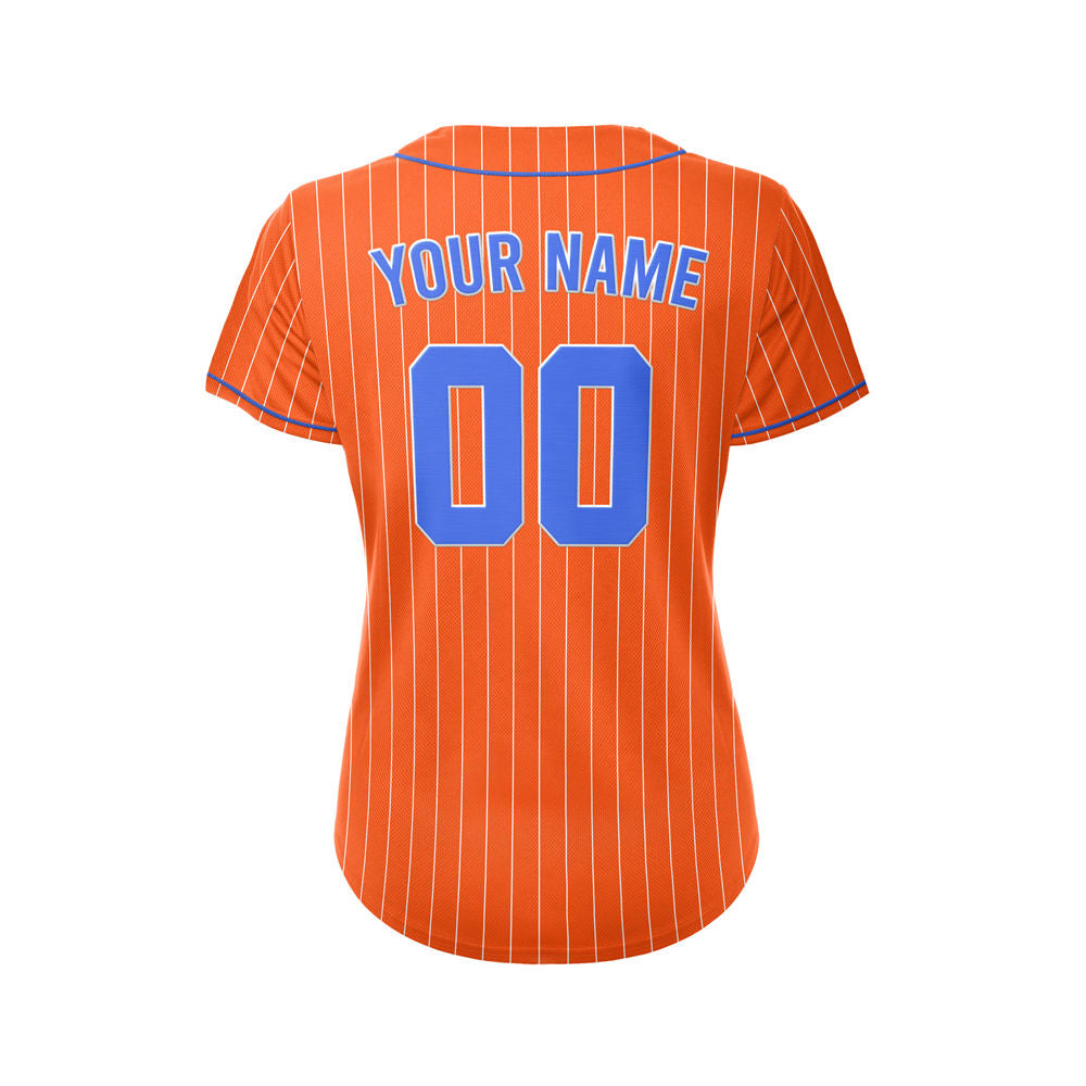 Women Sublimation Custom Orange Pinstripe Baseball Jersey