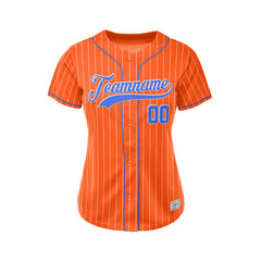 Women Sublimation Custom Orange Pinstripe Baseball Jersey