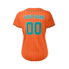 Women Sublimation Custom Orange Pinstripe Baseball Jersey