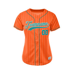 Women Sublimation Custom Orange Pinstripe Baseball Jersey