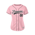 Women Custom Pinstripe Baseball Jersey Pink Black Sublimation Jersey One thumbnail