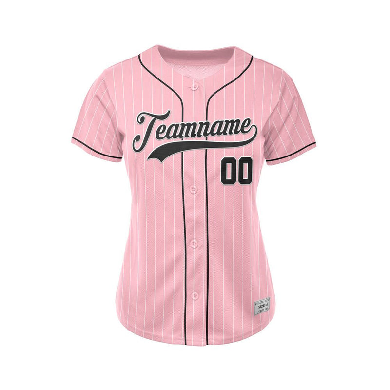 Women Custom Pinstripe Baseball Jersey Pink Black Sublimation Jersey One