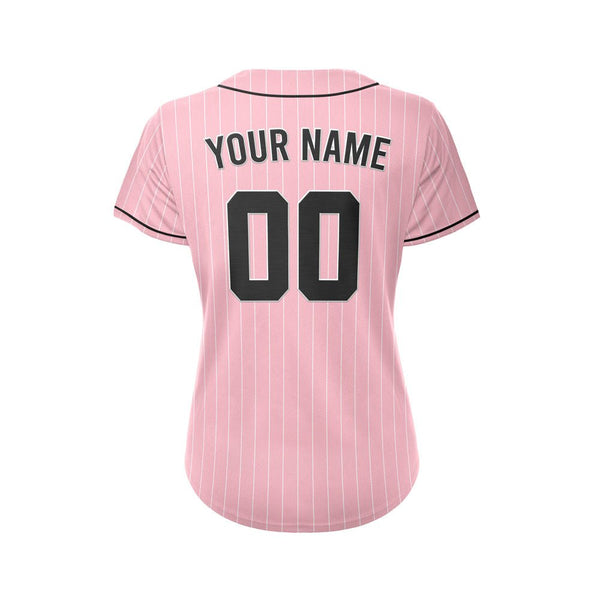 Women Custom Pinstripe Baseball Jersey Pink Black Sublimation Jersey One