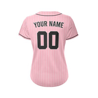 Women Custom Pinstripe Baseball Jersey Pink Black Sublimation Jersey One thumbnail