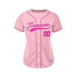 Women Custom Sublimation Pink Pinstripe Baseball Jersey