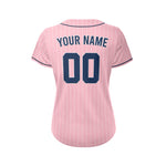 Women Custom Sublimation Pink Pinstripe Baseball Jersey