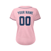 Women Custom Sublimation Pink Pinstripe Baseball Jersey thumbnail