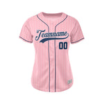 Women Custom Sublimation Pink Pinstripe Baseball Jersey
