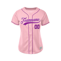 Women Custom Sublimation Pink Pinstripe Baseball Jersey