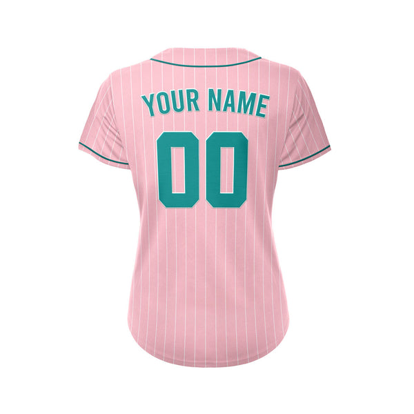 Women Custom Sublimation Pink Pinstripe Baseball Jersey