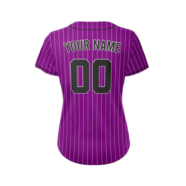 Women Custom Pinstripe Baseball Jersey Purple Black Sublimation Jersey One