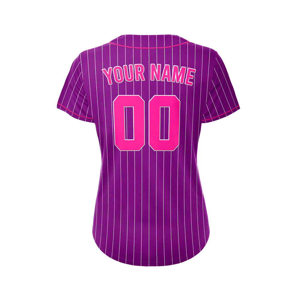 Women Custom Sublimation Purple  Pinstripe Baseball Jersey