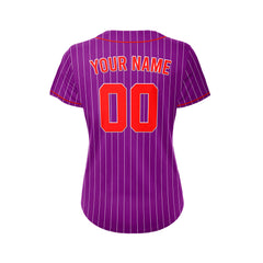 Women Custom Sublimation Purple  Pinstripe Baseball Jersey