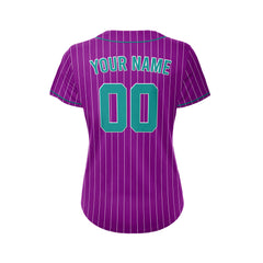 Women Custom Sublimation Purple  Pinstripe Baseball Jersey