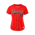 Women Custom Sublimation Red Pinstripe Baseball Jersey thumbnail