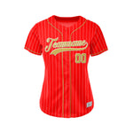 Women Custom Sublimation Red Pinstripe Baseball Jersey thumbnail