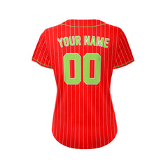 Women Custom Sublimation Red Pinstripe Baseball Jersey