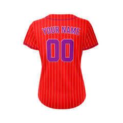 Women Custom Sublimation Red Pinstripe Baseball Jersey