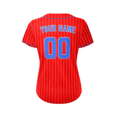 Women Custom Sublimation Red Pinstripe Baseball Jersey