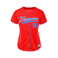 Women Custom Sublimation Red Pinstripe Baseball Jersey