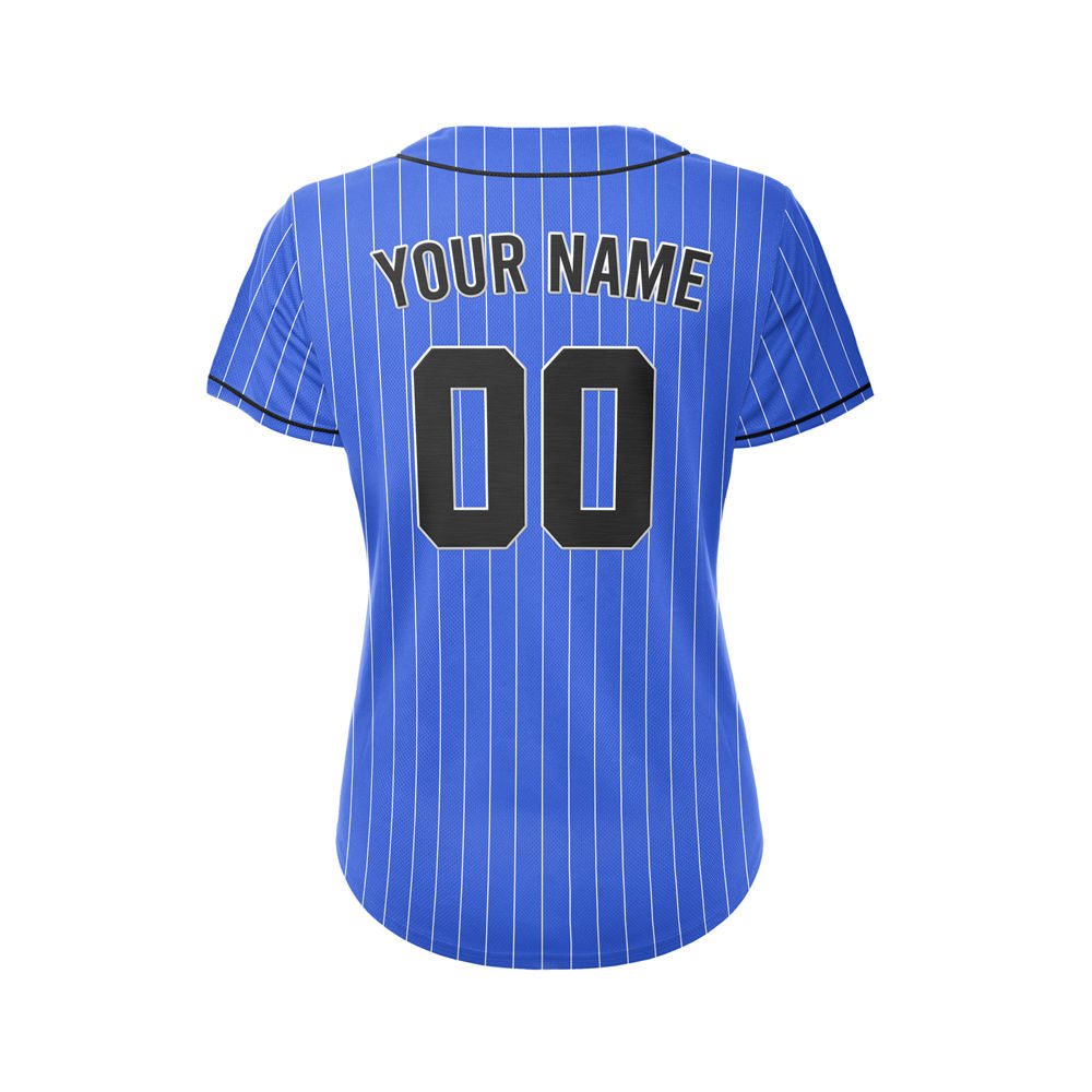 Women Custom Pinstripe Baseball Jersey Royal Blue Black Sublimation Jersey One