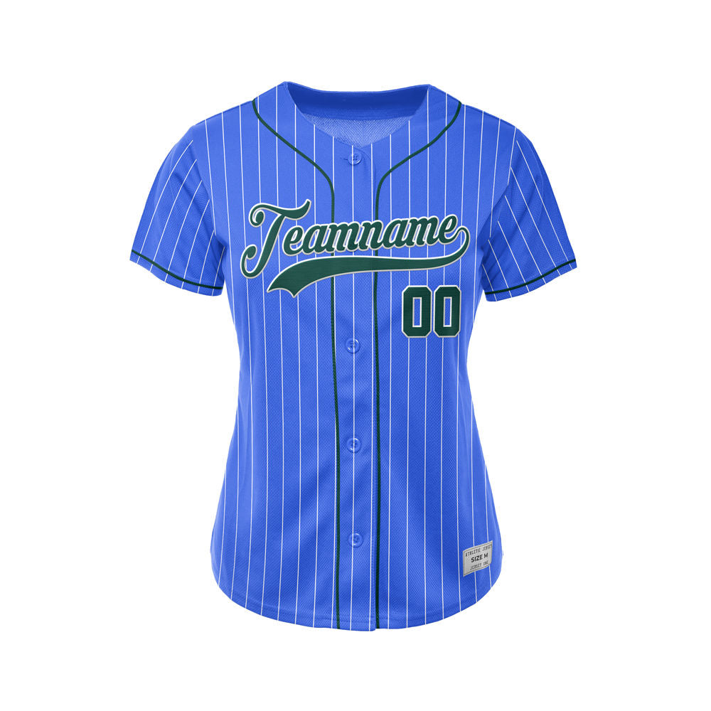 Women Custom Sublimation Royal Blue Pinstripe Baseball Jersey
