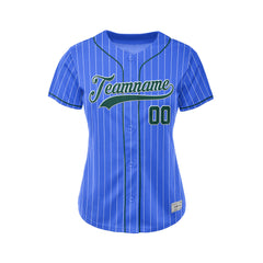 Women Custom Sublimation Royal Blue Pinstripe Baseball Jersey