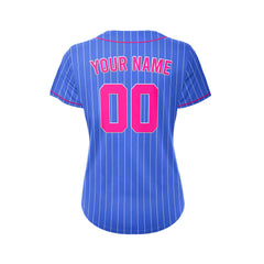 Women Custom Sublimation Royal Blue Pinstripe Baseball Jersey