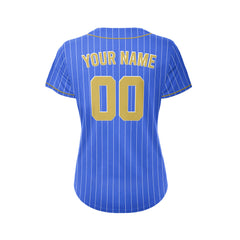 Women Custom Sublimation Royal Blue Pinstripe Baseball Jersey