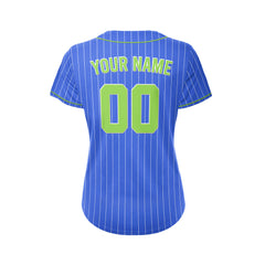 Women Custom Sublimation Royal Blue Pinstripe Baseball Jersey