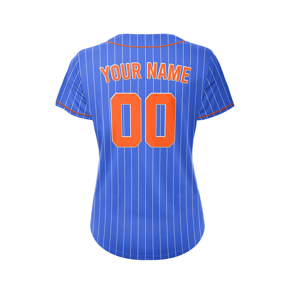 Women Custom Sublimation Royal Blue Pinstripe Baseball Jersey