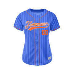 Women Custom Sublimation Royal Blue Pinstripe Baseball Jersey