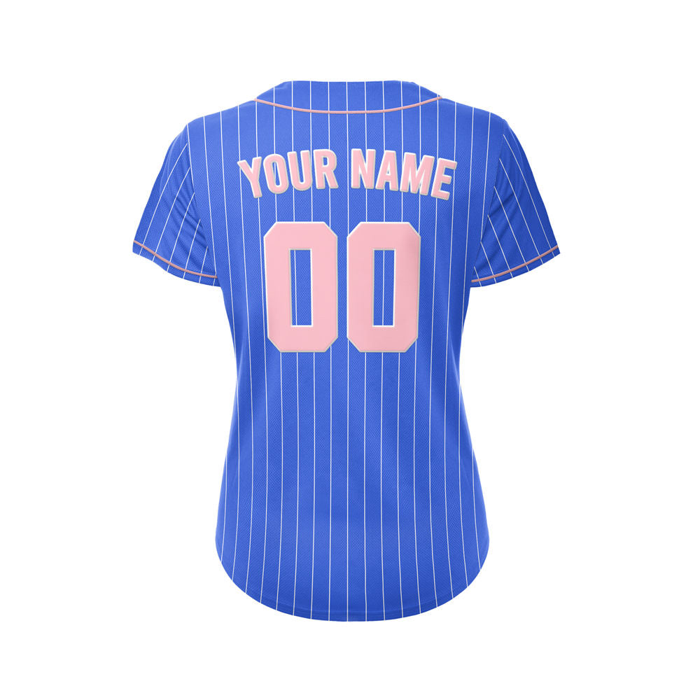 Women Custom Sublimation Royal Blue Pinstripe Baseball Jersey