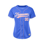Women Custom Sublimation Royal Blue Pinstripe Baseball Jersey thumbnail