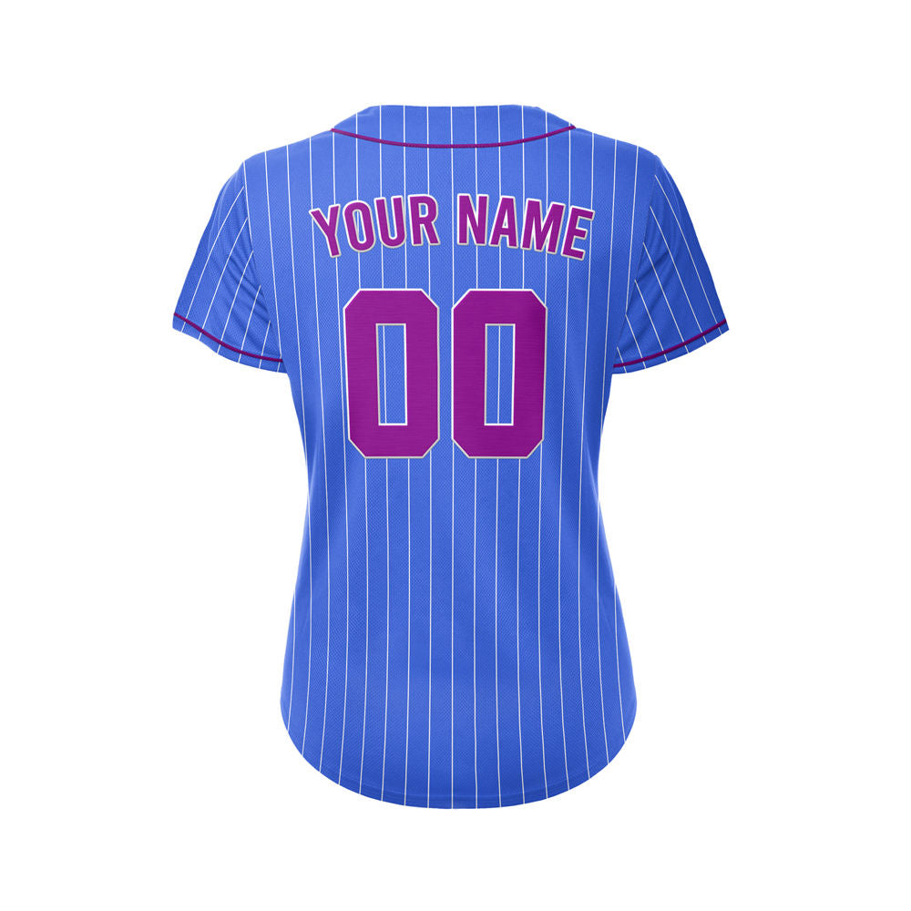 Women Custom Sublimation Royal Blue Pinstripe Baseball Jersey