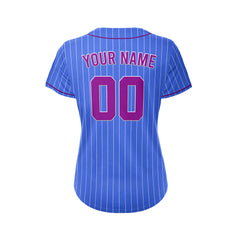Women Custom Sublimation Royal Blue Pinstripe Baseball Jersey