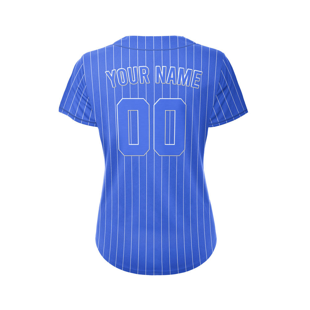 Women Custom Sublimation Royal Blue Pinstripe Baseball Jersey